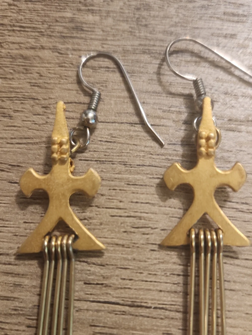 Gold Tone Vintage Key & Heart Drop Earrings And Gold Tone Dangles